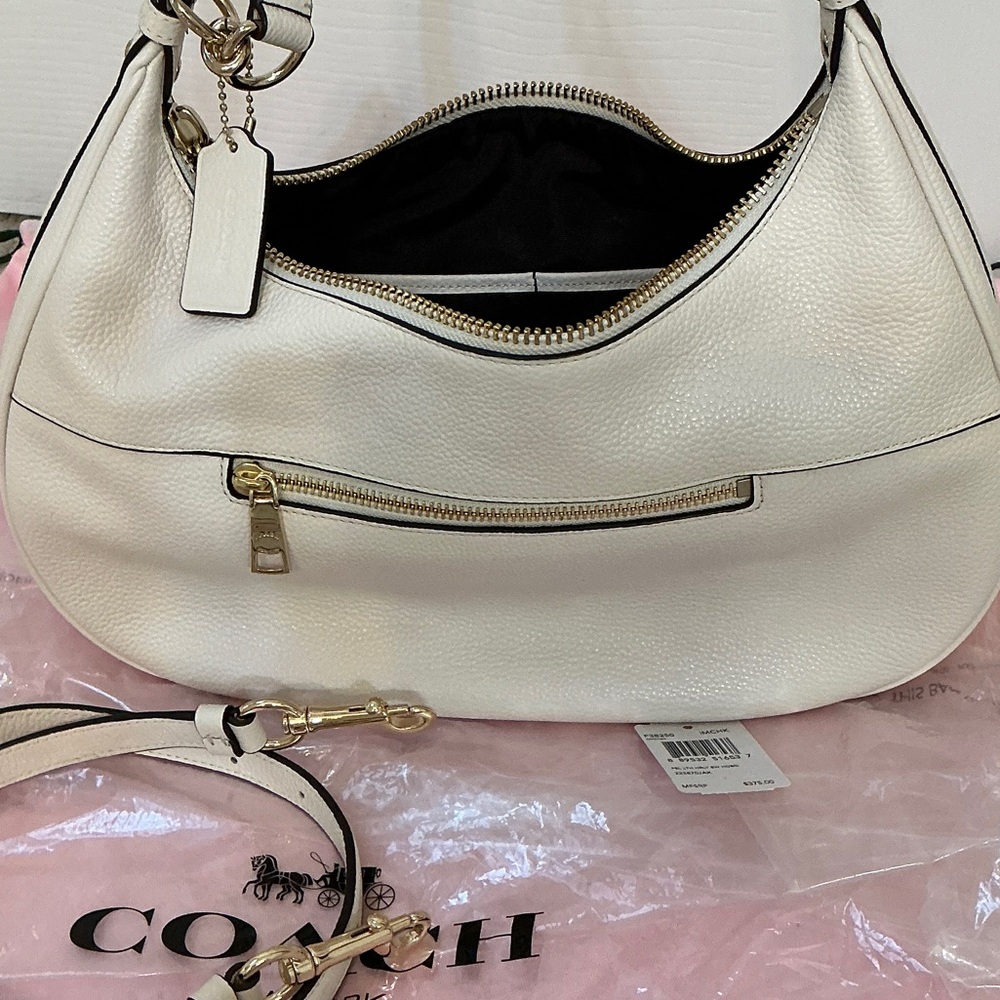 NWT- Coach Cream/Chalk Harley Leather Shoulder Bag - Picture 5 of 7
